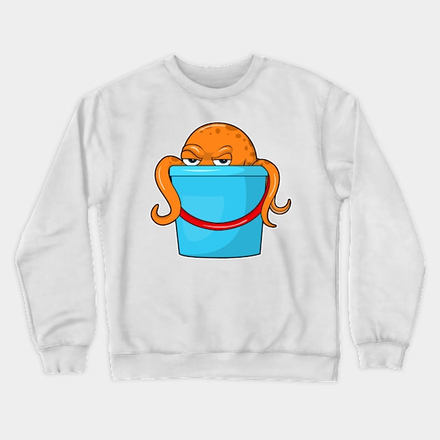 Octopus with Bucket Crewneck Sweatshirt by Markus Schnabel